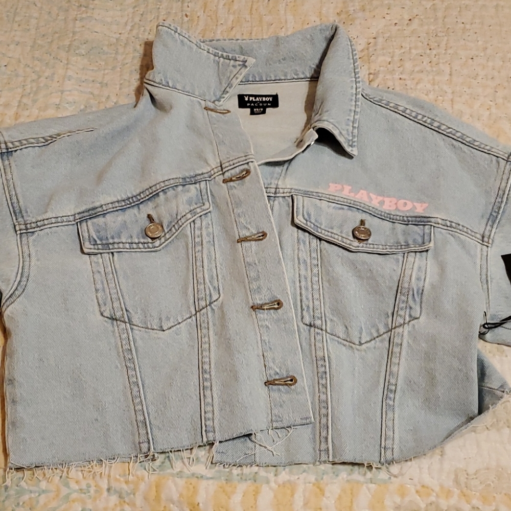 Playboy by Pacsun Cropped Jean Jacket